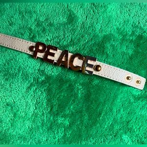 Peace Faux Leather Bracelet Cuff